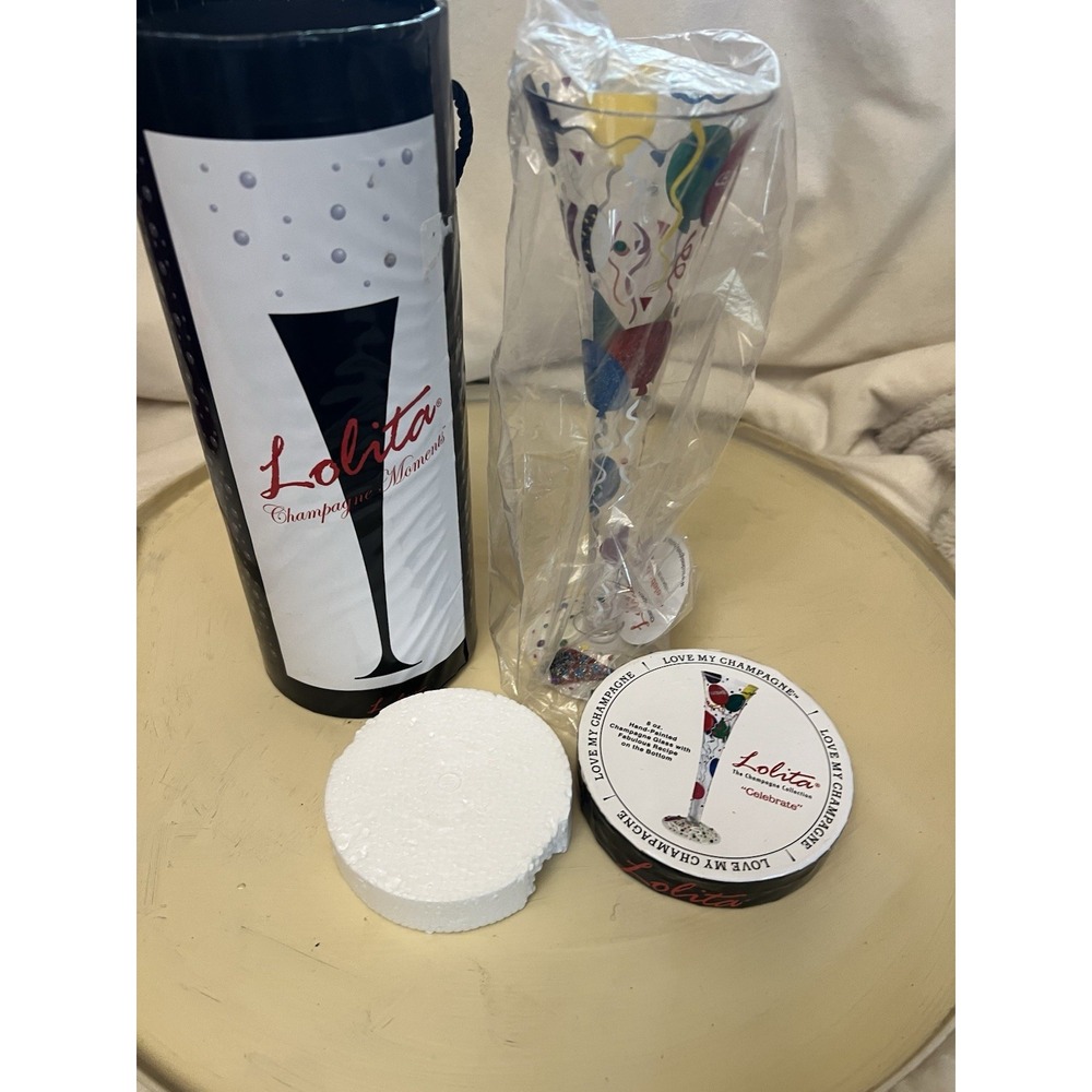 Lolita Champagne Moments "Celebrate" Hand Painted Champagne Glass - New!